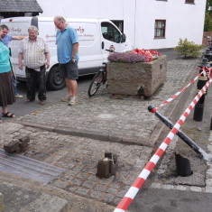Representatives of the Parish Council meet restoration experts to discuss repairs