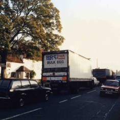 Traffic_1980s_LR_639 Traffic in Bottesford passing the Playgroup in the Old School building - 1980s