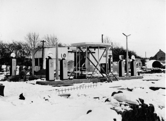 Demolition of old garage, 1955.