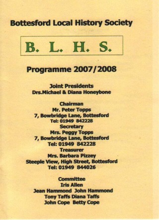 Bottesford Local History Society 2007-2008