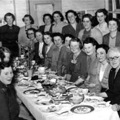 Mothers' Union party 1950s - Mary Topps seated facing the camera at the far end of the table