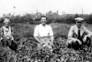 __Nurseries__Market_Garden_crop_figures_Annie_Hargraves__Frank_Baggley__Billy_Evans1 Ann Hargreaves, Frank Baggley, Billy Evans, The Nurseries Market Garden South Station House in the background.