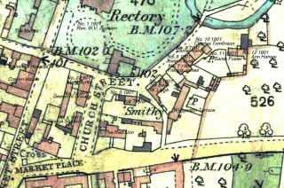 bottesford_1884_village_crop_church_St_enames_black Adapted from 1884 O.S. Map
