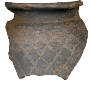 fig12_bb1 Fig 12. Black Burnished 1 rim shard found at Goadby Marwood, in the Vale of Belvoir by John Brown,50% scale