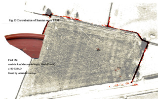 Fig 13 Distribution Map for Samian Pottery