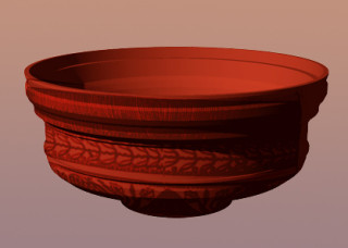 Fig 14. Computer reconstruction of find 358.South Gaulish Samian bowl form Dragendorff 29, c 50-85AD, found by Martin Clarke.