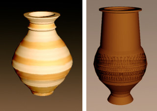 fig_18,19Nvcc Fig 18. Computer reconstructions of a Lower Nene Valley flask c.3-4th century found at Bottesford Bypass II and Fig 19. c.4th century Beaker, find 211, by Matthew Bradwell