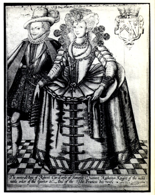 Double portrait engraving of the Earl and Countess of Somerset, probably produced around the time of their trails in 1616