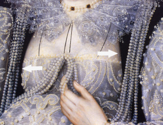 lizdrake Fig 7.Detail of the Unknown Lady in larger reproduction her waistcoat has a greenish hue.