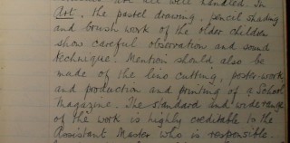 OLYMPUS DIGITAL CAMERA School Inspector's commendation of Mr Stimpson's artwork with Bottesford School Senior Classes in 1934