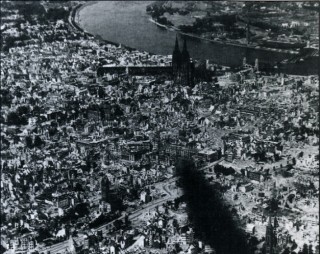 p_125 A blackened scene of utter devastation - Cologne from the air, 1945. Photo taken from a 1668 Lancaster on a 'Cook's Tour' of Germany in the first days of the peace