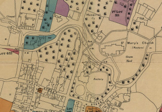 Duke Of Rutland's 1920 Plan 10, Bottesford - detail showing the Church and Rectory area.