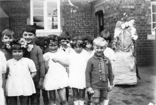 Primary School children in the school yard at Bottesford village school, possibly in 1953 | Contributed by Miss Margaret Waudby