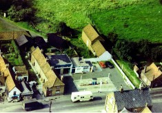 High St aerial view, shops and cottages, demolished in 1960s