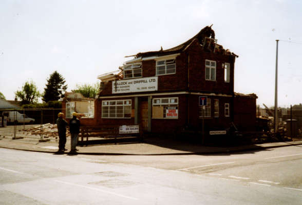 Topps Peggy _0001 Half-demolished office building on High St., Bottesford: the demolition of Bullock & Driffil's offices and yard | Peggy Topps