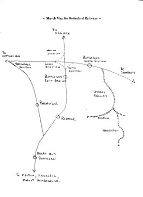 Railways in the Bottesford area - a sketch map compiled by Alan Pizzey | Created by Alan Pizzey