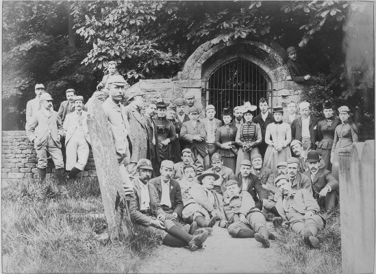 Nottingham Bicycle Club at unknown location, possibly near Belvoir Castle, late 19th Century | Reproduced with the kind permission of Nottingham Museums and Galleries - Album NCM 1973-42