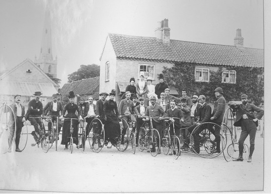Late 19th Century bicyclists at The Cross Bottesford | Reproduced with the kind permission of Nottingham Museums and Galleries - Album NCM 1973-42