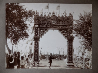 One of the ceremonial gateways built at the Delhi Durbar, December 1911. | From the Swallow family collection of Mrs Viv Finch