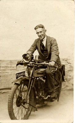 Jim Green, on motorcycle