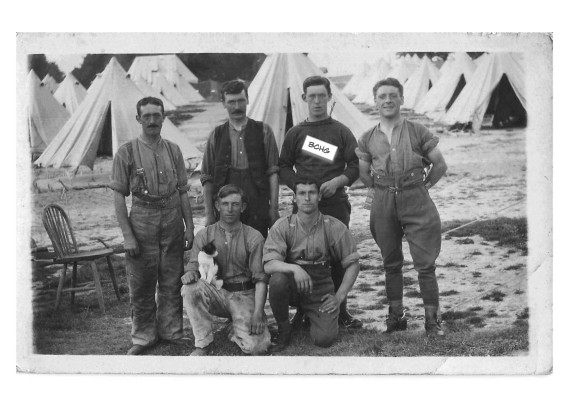 Group of men at RFA camp. Bmbr. Arthur H. Kennewell back row rnd from right. | Mrs. Brenda Peacock