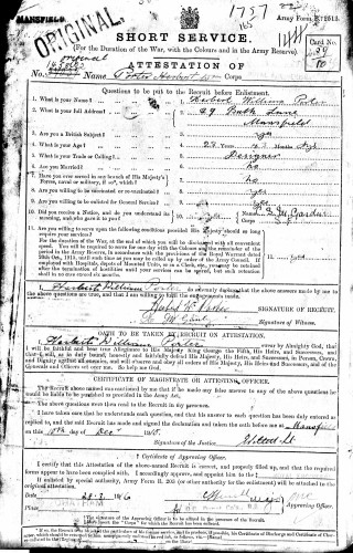 Attestation paper of Herbert William Porter, 10/12/1915 | The National Archive