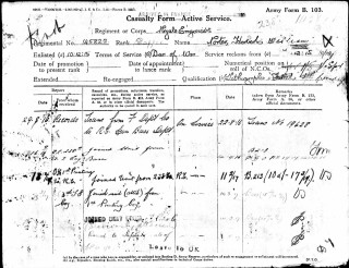 Casualty Form for Herbert William Porter, 1916 | The National Archive