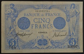 5 franc note - Frank Pacey One week's pay | Courtesy of Mrs. A Pacey and family