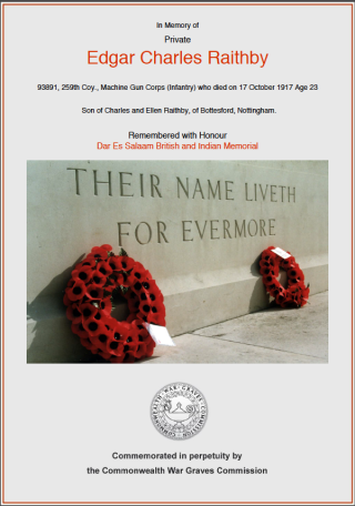 EC Raithby CQGC Edgar Charles Raithby | CWGC