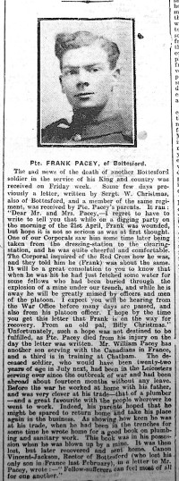 GJ_13_5_15_1517 Frank Pacey's obituary, Grantham Journal 13th May 1915 | Courtesy of the Grantham Journal