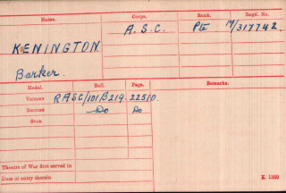 Private Henry Kennington's Medal Index Card | The National Archive