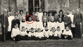 Harry Bugg in the church choir, c.1950. A photograph of Bottesford St Mary's choir, c.1950 - Harry Bugg is ringed in red. | From the private collection of Miss Margaret Taylor