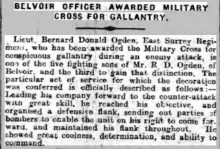 Grantham Journal 16-11-1918 Grantham Journal 16-11-1918 article reporting Lieutenant Ogden's award of the Military Cross. | The British Newspaper Archive