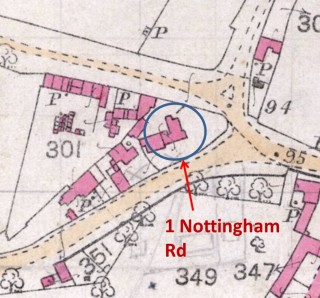Bottesford parish map West End junction crop Part of the pre-1900 map of Bottesford parish showing the junction at the West End of the village and the possible location of the Cox's home in 1911. | Bottesford Community Heritage Project
