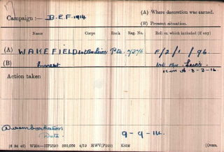 Pte Ernest Wakefield's Medal Index Card | National  Archive