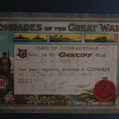 Harry Harby's certificate as a Comrade of the Great War | (Glenys Claricoats)