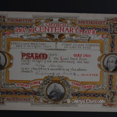 Certificate marking Rose Harby's membership of the Methodist Church in 1910. | (Glenys Claricoats)