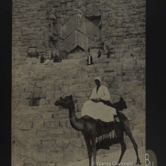 1915 / 1916 Man on camel beside the Grand Pyramid at Cheops 1915 / 1916 Man on camel beside the Grand Pyramid at Cheops | (Glenys Claricoats)