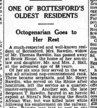 Rawdin Sarah Obit GJ1937_02 Extract from the report of Sarah Rawdin's funeral, from the Grantham Journal, 29th May,1937 | British Newspaper Library