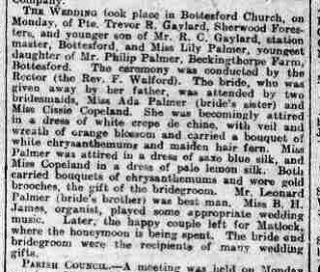 Grantham Journal 21st Dec 1918 - Report of the wedding of Lily and Trevor Gaylard | National Newspaper Archive