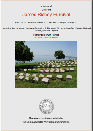 Furnival CWGC James Richie Furnival | CWGC