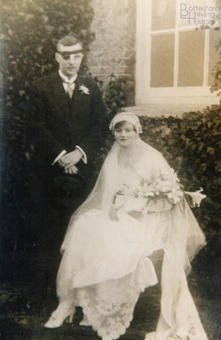 Wedding photograph of Frances Elizabeth Walls and Andrew Charles Nugee, 1920, Spilsby Wedding photograph of Frances Elizabeth Walls and Andrew Charles Nugee, 1920, Spilsby | Courtesy of Julian Walker