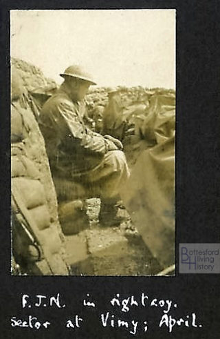 John Nugee, photographed in the trenches in the Vimy sector, possibly in 1917 | Courtesy of Julian Walker