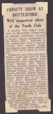 Grantham Journal article about the Youth Club variety show | Barbara Cain