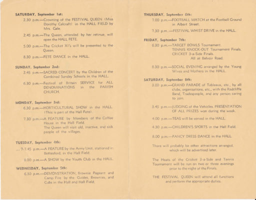Bottesford Festival Programme, Sept 1951 | Barbara Cain