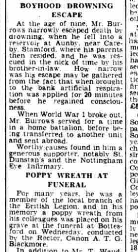Harry Burrows obituary part 2 Harry Burrow's obituary published on the Grantham Journal, 25th January 1946, part 2 of 2 | British Newspaper Archive