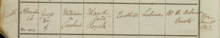 George Hand's baptism record from 1847 | The National Archive
