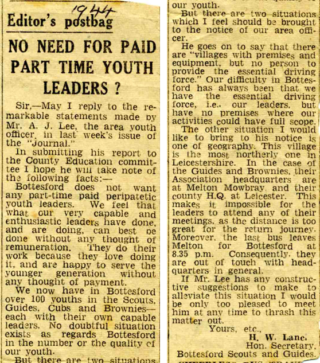 Letter published by Harry Lane in 1944. | Courtesy of the Grantham Journal