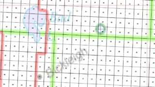 Townships divided into 36 mile-square sections near Rosetown SK. Blue circle centred on Arthur Calcraft's homestead.