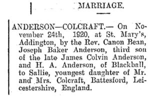 Marriage Announcement for Joseph and Sallie | Greymouth Evening Star 8 December 1920